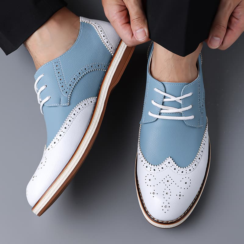 Mens White Blue Two Tone Brogu - Men'S Shoes Brogues recension och pris