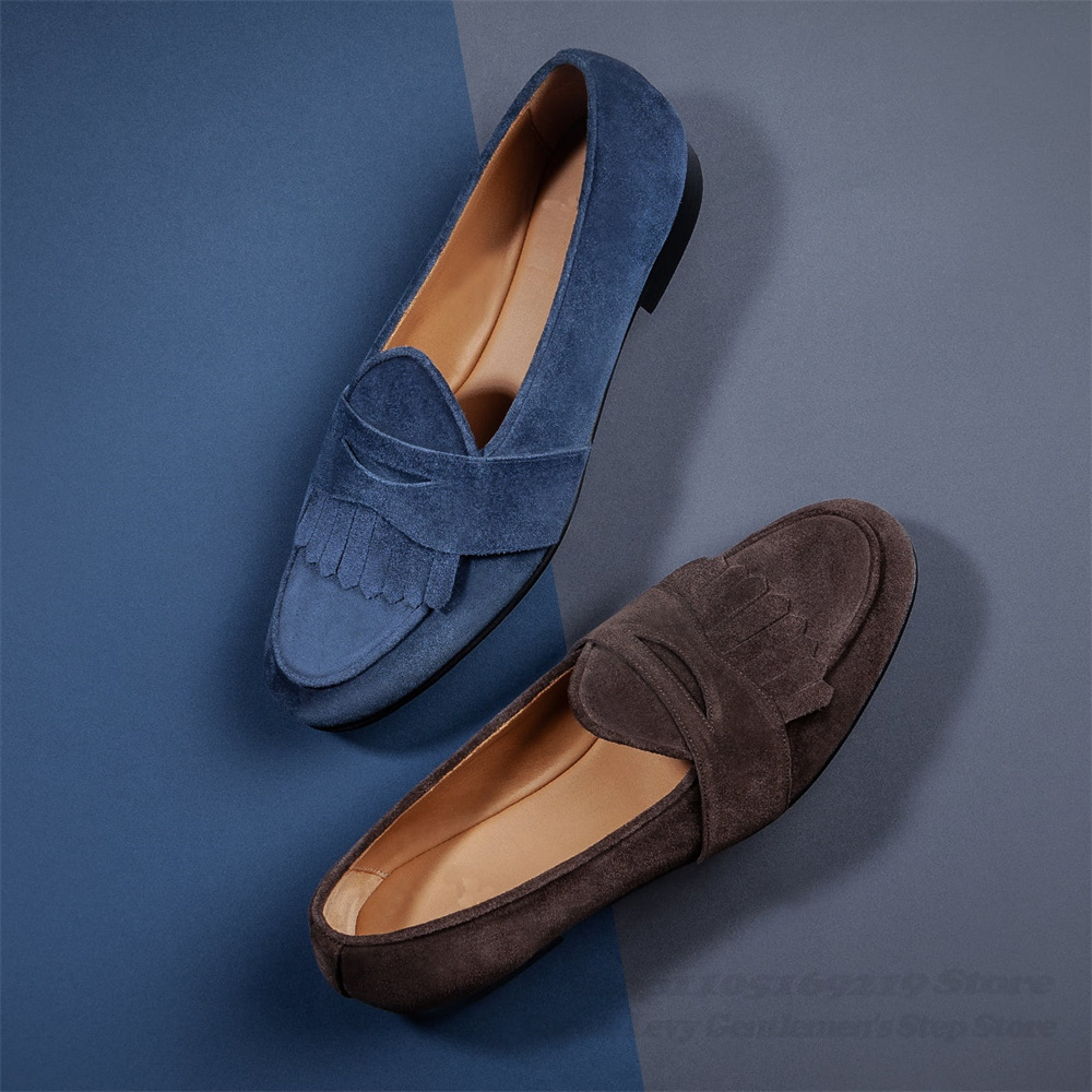 Navy Blue Suede Loafers Men Ro - Men Shoes Elegant recension och pris