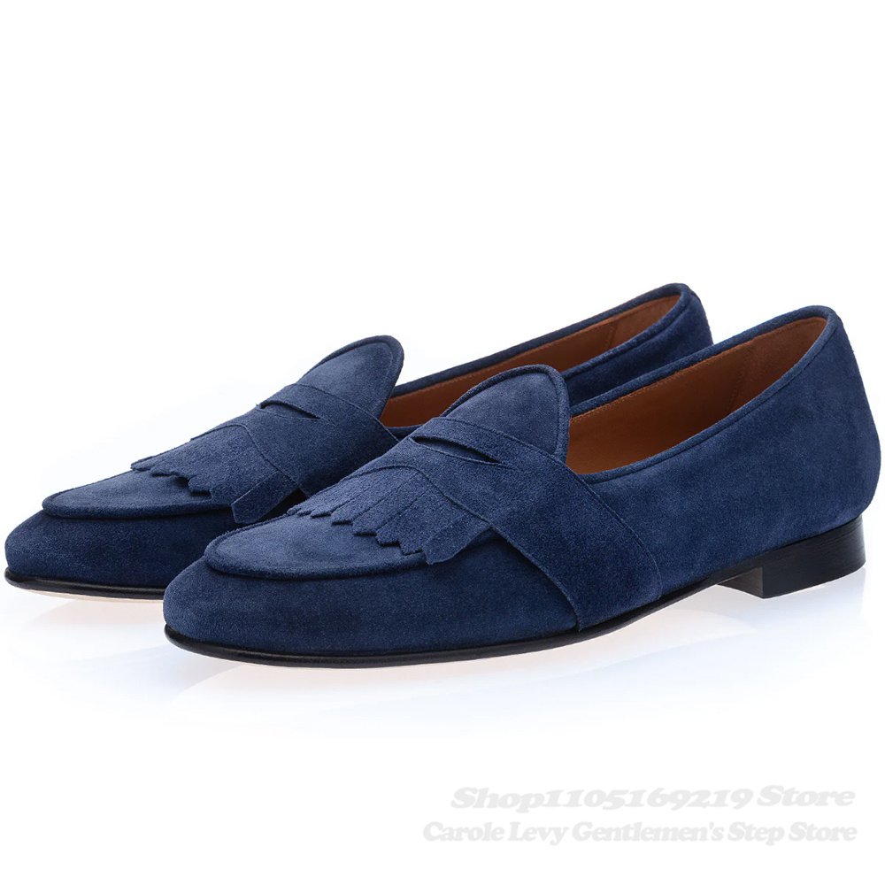 Navy Blue Suede Loafers Men Ro - Men Shoes Elegant recension och pris